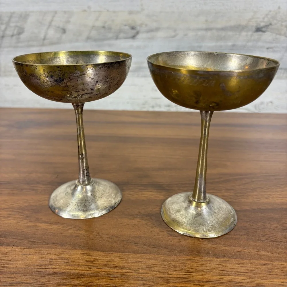 EPNS Brass Gold Color Silverplate‎ Goblet Glass Stemmed 5.5